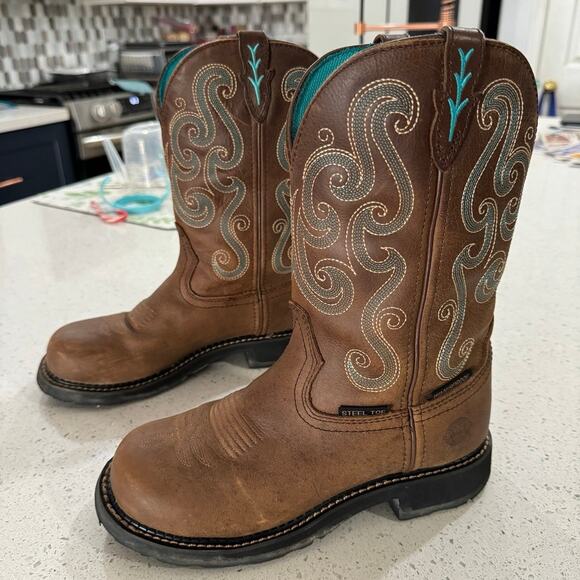 Justin Gypsy Tasha Womens Western EH Waterproof Steel Toe Boots 8B WKL9991 - Picture 1 of 7